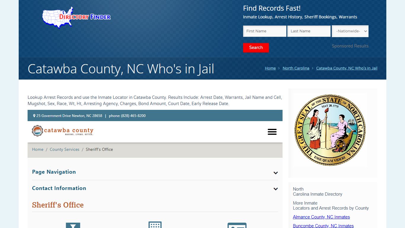 Catawba County, NC Who's in Jail - USDirectoryFinder